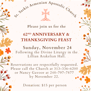 62nd Anniversary and Thanksgiving Feast