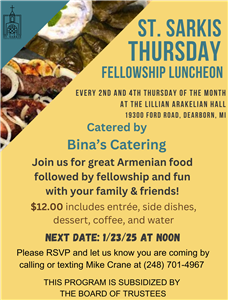 St. Sarkis Thursday Fellowship Luncheon